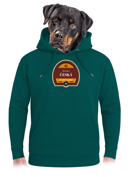 Pivná etiketa unisex mikina premium Emerald Green
