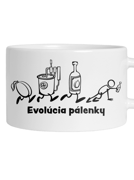 Evolúcia pálenky hrnček makronka White