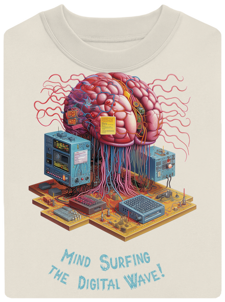 Mind surfing the digital wave unisex mikina bez kapucne Off White