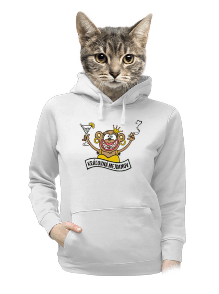 Kráľovná mejdanov dámska mikina klokanka White