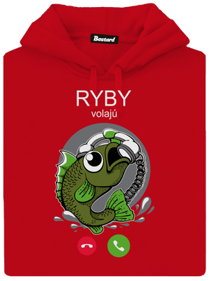 Ryby volají pánska mikina klokanka Red