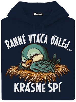 Ranné vtáča spí pánska mikina klokanka Navy