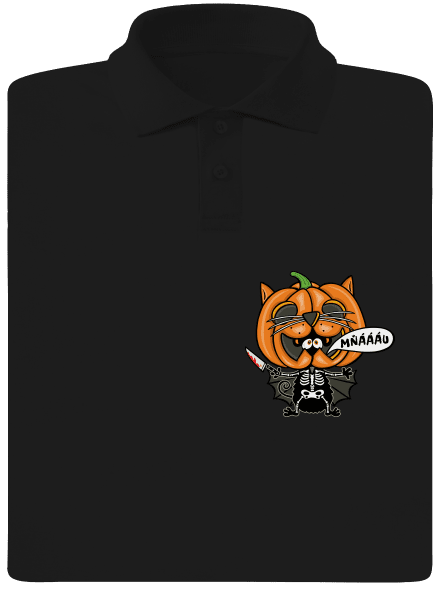 Halloweenská kočička pánska polokošeľa Black