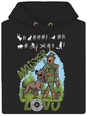 Majster lovu unisex mikina premium Dark Black