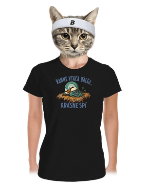 Ranné vtáča spí dámske športové tričko Black