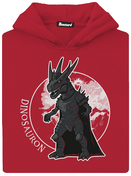 Dinosauron detská mikina klokanka Fire Red