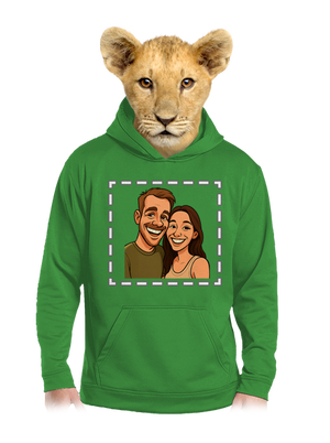 Karikatúra z vlastnej fotky detská mikina klokanka Kelly Green AWD