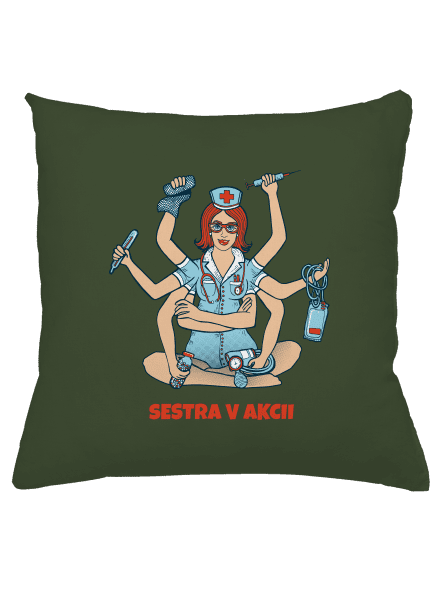 Sestra v akcii vankúš Olive Green