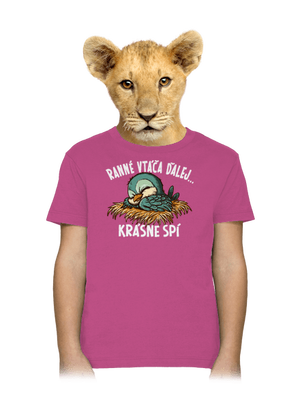 Ranné vtáča spí detské tričko Fuchsia