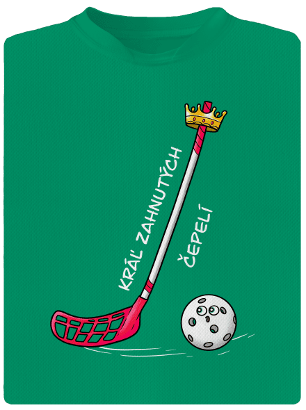Kráľ zahnutých čepelí - florbal detské športové tričko Kelly Green Mal