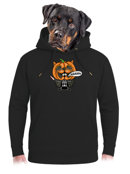 Halloweenská kočička unisex mikina premium Dark Black
