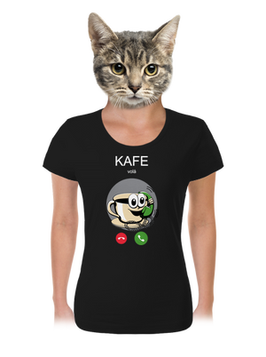 Kafe volá dámske tričko Black