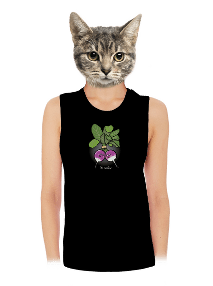 Reďkovky vo zväzku dámske tielko voľné Black