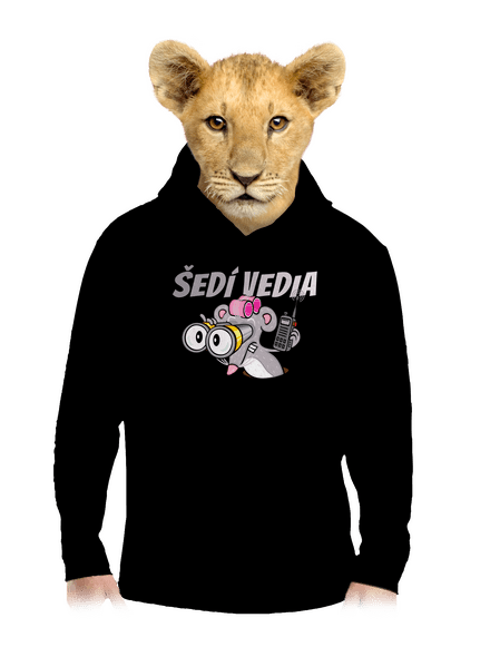 Šedí vedia - myš detská mikina klokanka Black