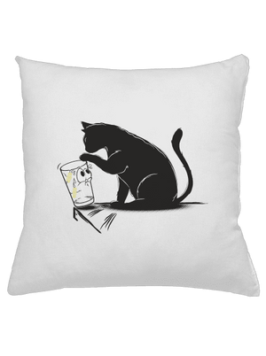 Mačka a pohár vankúš White