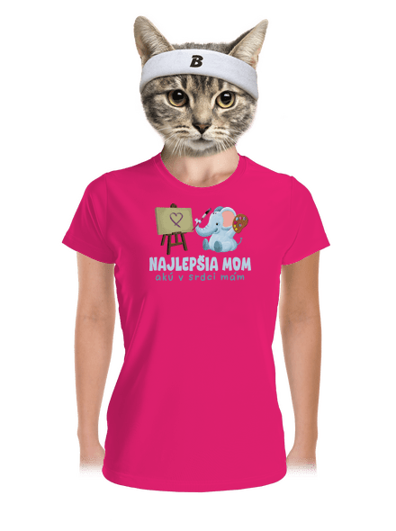 Najlepšia mom dámske športové tričko Neon Pink
