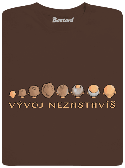 Vývoj nezastavíš pánske tričko Brown
