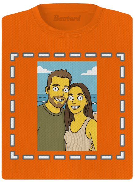 Simpsonovi z vlastnej fotky dámske športové tričko Neon Orange