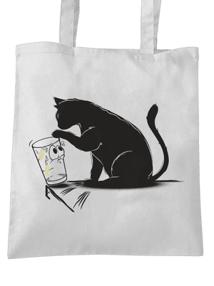 Mačka a pohár taška White