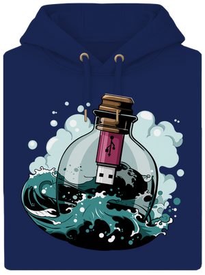 USB odkaz vo fľaši unisex mikina premium Navy