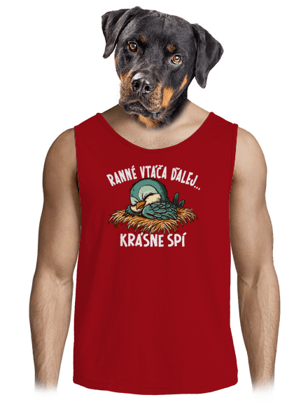 Ranné vtáča spí pánske tielko Red