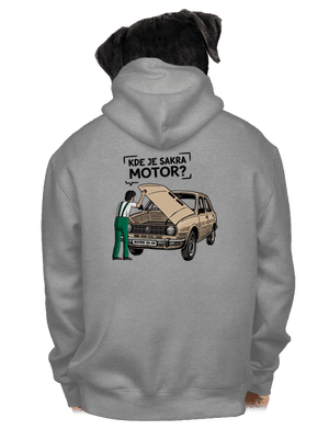 Kde je motor? pánska mikina na zips Light Melange