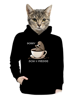 V presse dámska mikina klokanka Black