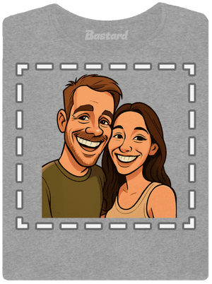 Karikatúra z vlastnej fotky dámske tričko Dark Gray Melange