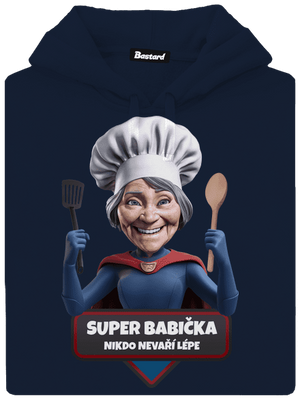 Super babička pánska mikina klokanka Navy