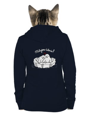 Milujem túlenie dámska mikina na zips Navy Mal