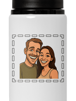 Karikatúra z vlastnej fotky flaša na vodu White