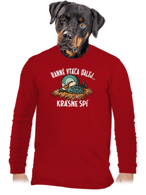 Ranné vtáča spí pánske dlhý rukáv Red