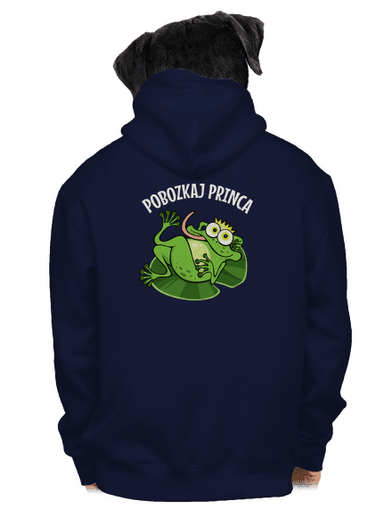 Pobozkaj princeznú a princa pánska mikina na zips Navy