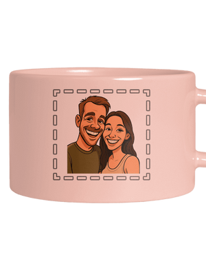 Karikatúra z vlastnej fotky hrnček makronka Pink Macaron