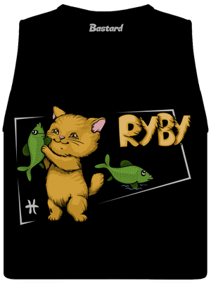 Mačací horoskop: Ryby dámske tielko voľné Black