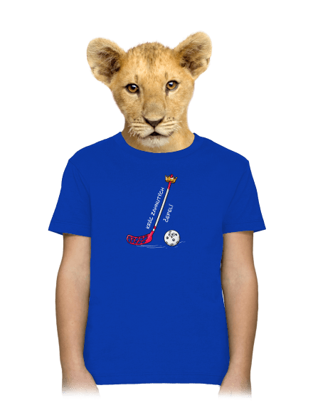 Kráľ zahnutých čepelí - florbal detské tričko Royal Blue