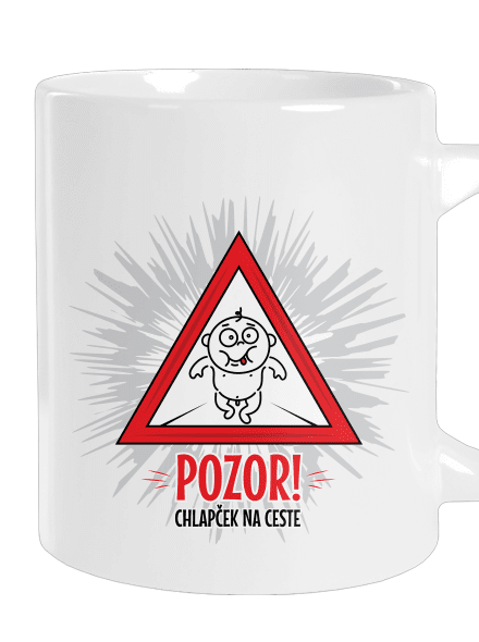 Chlapček na ceste veľký hrnček White