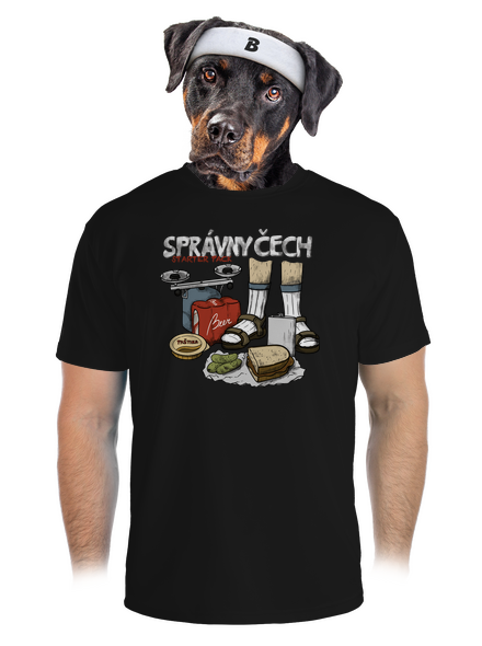Správny Čech pánske športové tričko Black