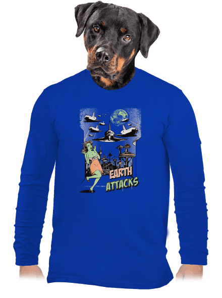Zem útočí pánske dlhý rukáv Royal Blue