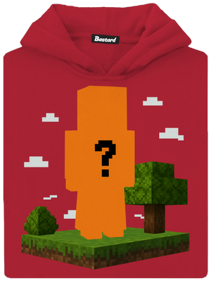 Minecraft z vlastnej fotky detská mikina klokanka Fire Red