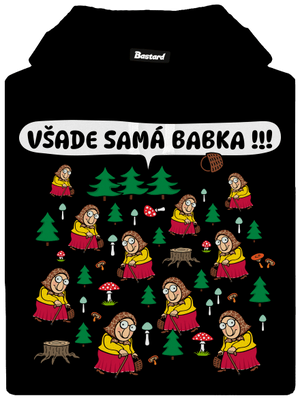 Všade samá babka pánska mikina klokanka Black