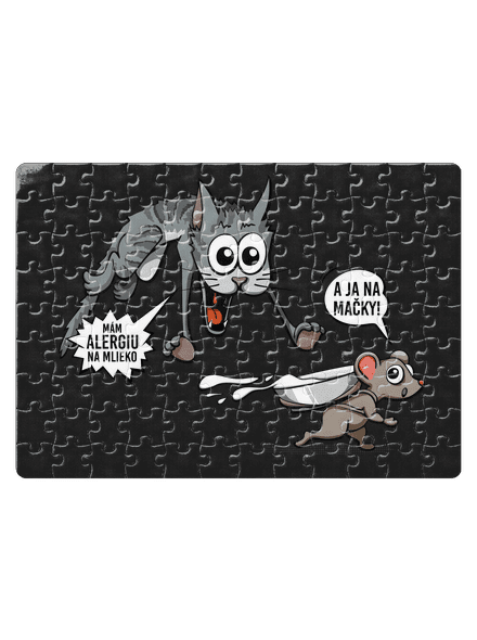 Alergická mačka a myš puzzle White
