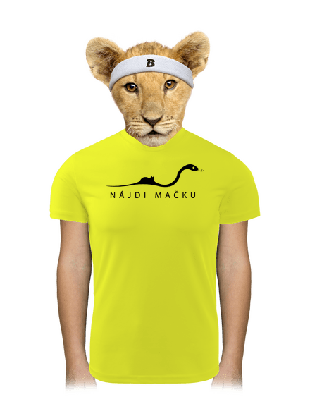 Nájdi mačku detské športové tričko Neon Yellow