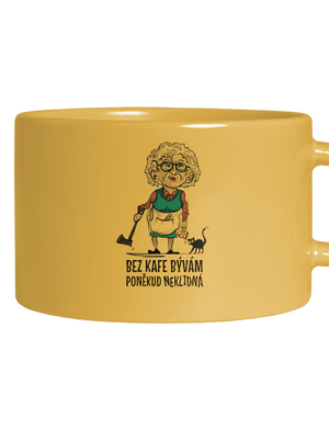 Neklidná bez kafe hrnček makronka Yellow Macaron