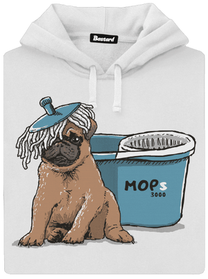 Mops dámska mikina klokanka White