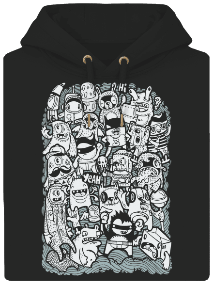 Doodle unisex mikina premium Dark Black
