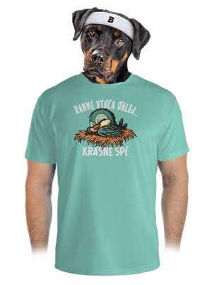 Ranné vtáča spí pánske športové tričko Mint Mal