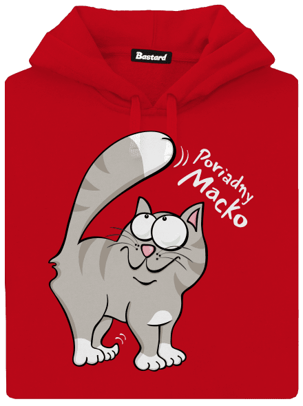 Macko a Micka pánska mikina klokanka Red