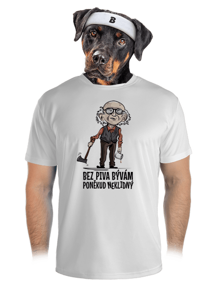 Neklidný bez piva pánske športové tričko White