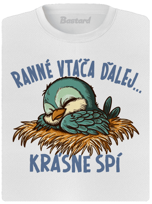 Ranné vtáča spí dámske športové tričko White